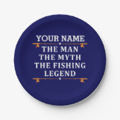 男パーソナライズされた神話魚釣り伝説 ペーパープレート (正面)