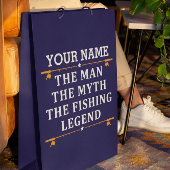 男パーソナライズされた神話魚釣り伝説 ミディアムペーパーバッグ