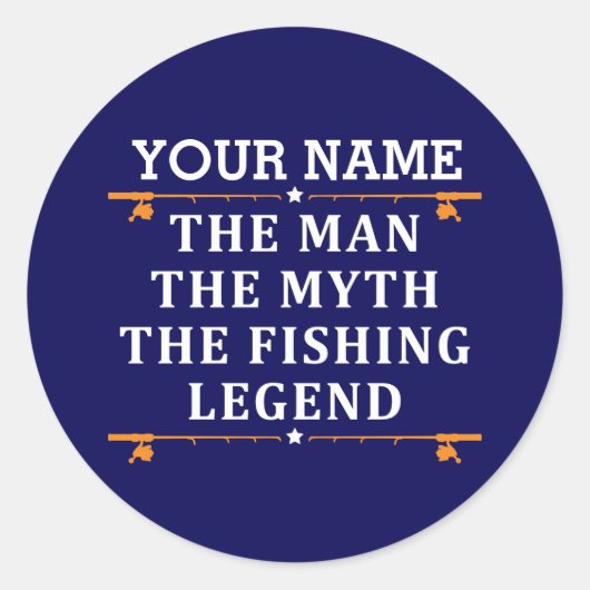 男パーソナライズされた神話魚釣り伝説 ラウンドシール (正面)