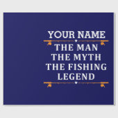 男パーソナライズされた神話魚釣り伝説 ラッピングペーパー (フラット)