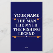 男パーソナライズされた神話魚釣り伝説 便箋 (裏面)