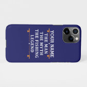 男パーソナライズされた神話魚釣り伝説 iPhoneケース (裏面横)