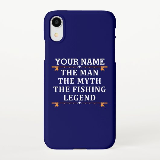 男パーソナライズされた神話魚釣り伝説 iPhoneケース (裏面)