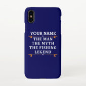 男パーソナライズされた神話魚釣り伝説 iPhoneケース (裏面)