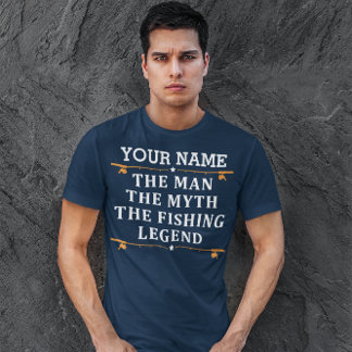 男パーソナライズされた神話魚釣り伝説 Tシャツ