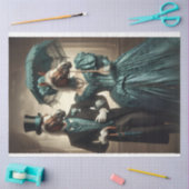 男ビクトリアン女の馬の頭のティール（緑がかった色）の切り離 薄葉紙 (クラフト)