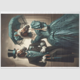 男ビクトリアン女の馬の頭のティール（緑がかった色）の切り離 薄葉紙