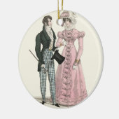 男ビクトリアン性の女性のドレッシーファッション セラミックオーナメント (左)