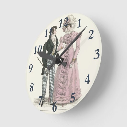 男ビクトリアン性の女性のドレッシーファッション ラウンド壁時計 (傾斜)