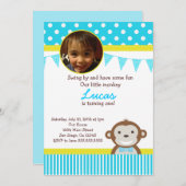 男モダンの子のバースデーパーティ招待状 招待状 (正面/裏面)