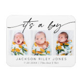 男モダンの子のベビー3写真生まれたばかりのコラージュ マグネット (横)