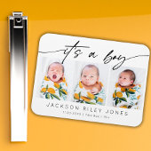 男モダンの子のベビー3写真生まれたばかりのコラージュ マグネット