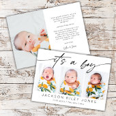 男モダンの子のベビー3写真生まれたばかりのコラージュ 案内状