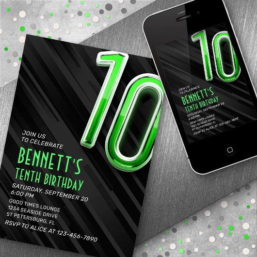 男モダンの子の10誕生日 招待状