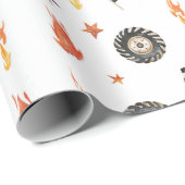 男モダンの子トラック市松模様にの水の色 ラッピングペーパー (ロールコーナー)