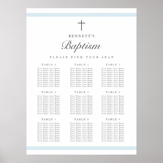 男モダンエレガント子の洗礼式の座席表 ポスター (正面)