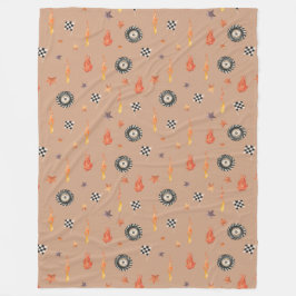 男モダン子水色トラックレーシングタイヤカータンタン フリースブランケット