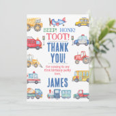 男モダン子輸送第1誕生日サンキューカード 招待状 (スタンド正面)