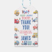 男モダン子輸送1st誕生日ありがとうラベル ギフトタグ (正面)