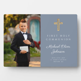 男モダン生初の聖体青い写真 フォトプラーク