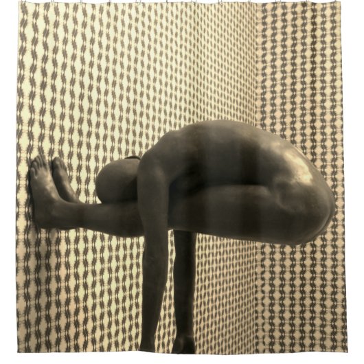 男ユニークモダンア茶金ゴールドチェッポップ・アートのク シャワーカーテン (正面)