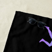 男ランニングのランナーシルエットハートビートブラック ビーチタオル (インサイチュ)