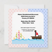 男児と女児の双子の人魚の海賊誕生日 招待状 (裏面)