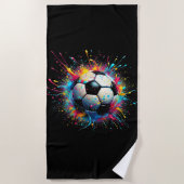 男児クール女女子サッカー選手スポーツ ビーチタオル (正面)