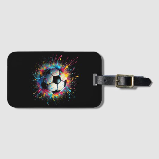 男児クール女女子サッカー選手スポーツ ラゲッジタグ (正面横)