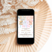 男児ツインが気球とクマ赤ちゃんシャワー 招待状