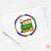 男児朝王トレインプライムベビーシャワー ラウンドシール (封筒)