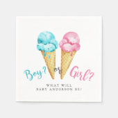 男女のアイスクリームジェンダー表示パーティー スタンダードカクテルナプキン (正面)