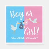 男女のベビーが性別を明かすパーティー スタンダードランチョンナプキン (正面)