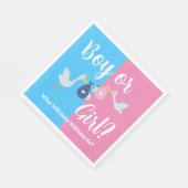 男女のベビーが性別を明かすパーティー スタンダードランチョンナプキン (角)