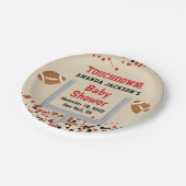 男女のリビールサッカー男の赤ちゃんシャワータッチダウン ペーパープレート (アングル)