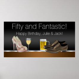 男女の誕生日パーティバナー ポスター