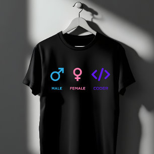 男女コーダーシンボル   面白いプログラマーギフト Tシャツ