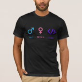 男女コーダーシンボル | 面白いプログラマーギフト Tシャツ (正面)