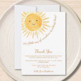 男女中立Boho Sunベビーシャワー サンキューカード