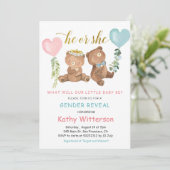 男女共同体が熊の風船のベビーシャワー 招待状 (スタンド正面)