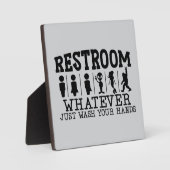 男女共用トイレの面白い手洗い フォトプラーク (正面)