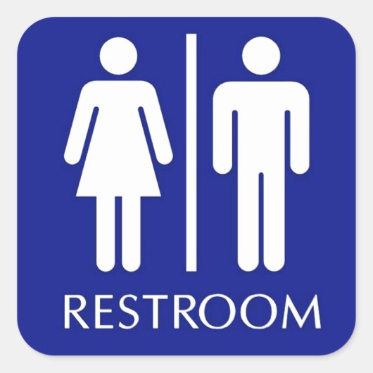 男女共用トイレ標識 スクエアシール (正面)