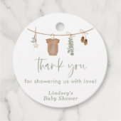 男女兼用ありがとうラベル、緑のベビーシャワー フェイバータグ (正面)