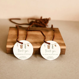 男女兼用ありがとうラベル、緑のベビーシャワー フェイバータグ