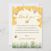 男女兼用お母さん蜂蜜かわいい赤ちゃんシャワー サンキューカード (正面)