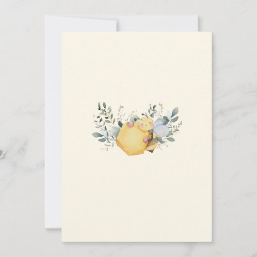 男女兼用お母さん蜂蜜かわいい赤ちゃんシャワー サンキューカード (裏面)