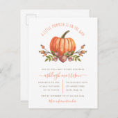 男女兼用で小さいカボチャ秋のベビーシャワー インビテーションポストカード (正面/裏面)
