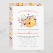 男女兼用で小さいカボチャ秋のベビーシャワー 招待状 (正面/裏面)