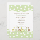 男女兼用なキリンの友人のベビーシャワーの招待 招待状 (正面/裏面)