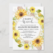 男女兼用なヒマワリのベビーのブランチのシャワー 招待状 (正面)